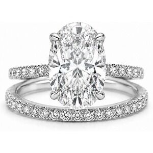 Effinny 3.5ct Elongated Oval Engagement Ring Set 925 Sterling Silver Size 7